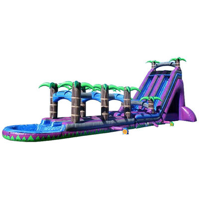 Impresión digital Palma púrpura tobogán de agua inflable comercial para adultos y niños