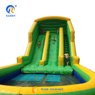 Certificado EN71 Combo de toboganes de agua inflables de doble carril para patios de juegos infantiles al aire libre