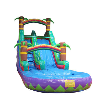 Slide de agua inflable de patio trasero personalizado y trampolín para niños aventura de natación