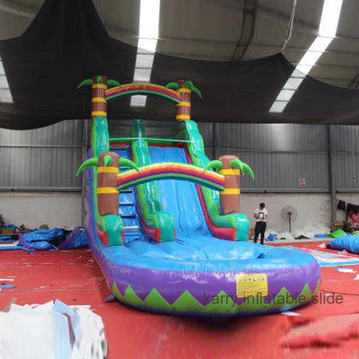 Slide de agua inflable de patio trasero personalizado y trampolín para niños aventura de natación