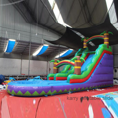 Slide de agua inflable de patio trasero personalizado y trampolín para niños aventura de natación