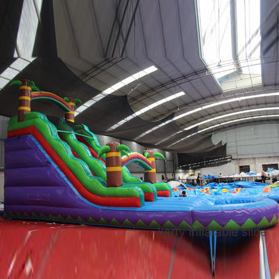 Slide de agua inflable de patio trasero personalizado y trampolín para niños aventura de natación
