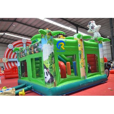 Tamaño personalizado Auto de carreras azul Casa de rebote inflable con tobogán duradero y material