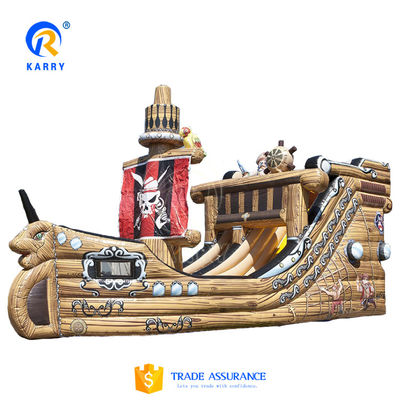 Material de PVC completamente impreso Inflable Barco pirata Deslizador seco para interés y venta infantil