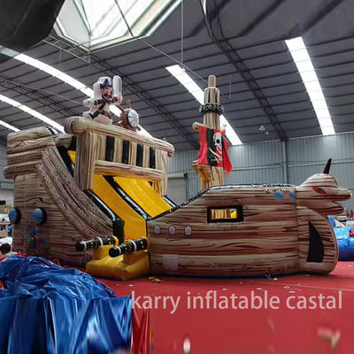 Material de PVC completamente impreso Inflable Barco pirata Deslizador seco para interés y venta infantil