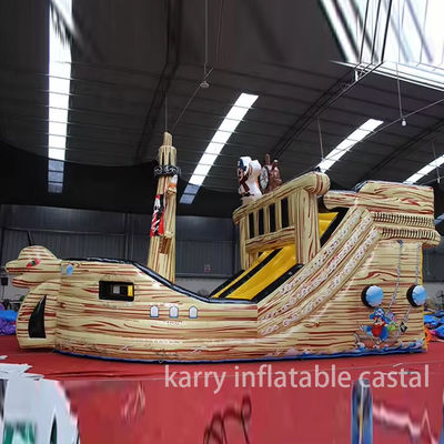 Material de PVC completamente impreso Inflable Barco pirata Deslizador seco para interés y venta infantil