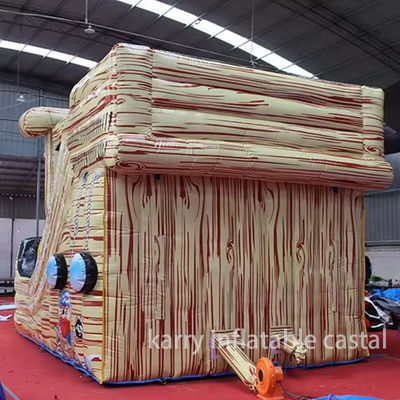Material de PVC completamente impreso Inflable Barco pirata Deslizador seco para interés y venta infantil