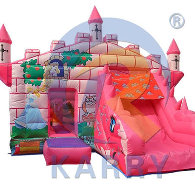 Comercial Pink Fairy Princess Castillo Dinosaurio Inflable Casa de rebote con tobogán