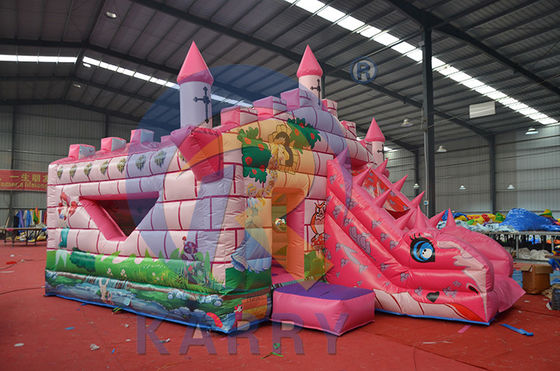 Comercial Pink Fairy Princess Castillo Dinosaurio Inflable Casa de rebote con tobogán