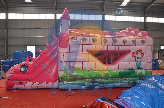 Comercial Pink Fairy Princess Castillo Dinosaurio Inflable Casa de rebote con tobogán