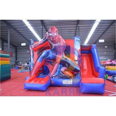 Unisex Super Cool Spiderman Casa de rebote inflable con deslizamiento húmedo seco tamaño personalizado