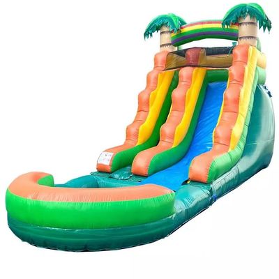 Oportunidad al aire libre tobogán de agua inflable gris con tres arcos de salto y piscina