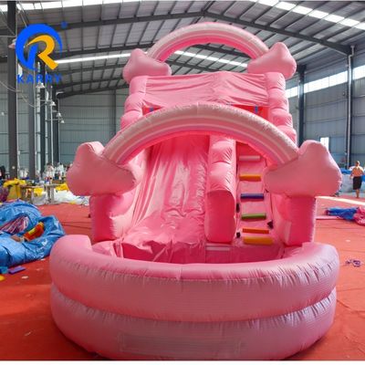 Deslizador de agua portátil rosa puro inflable con piscina Casa de salto Salto Castillo de salto