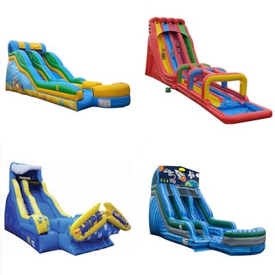 Oportunidades comerciales tobogán de agua de salto inflable con piscina 2 tobogán de carpas