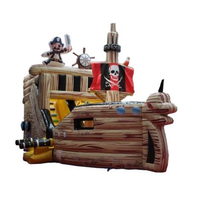 Gran tobogán pirata inflable popular de alquiler tobogán acuático con castillo de salto