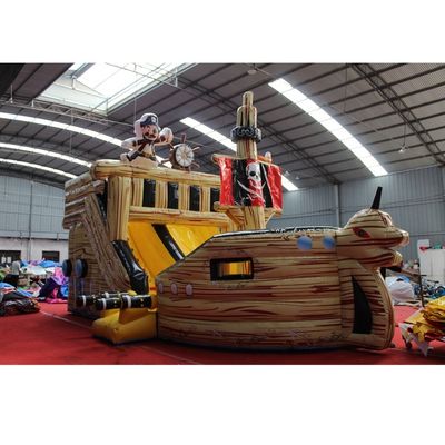 Gran tobogán pirata inflable popular de alquiler tobogán acuático con castillo de salto