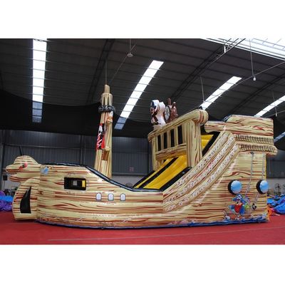 Gran tobogán pirata inflable popular de alquiler tobogán acuático con castillo de salto