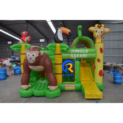 Parque de diversiones para niños juguete inflable animal paraíso casa de salto inflable con tobogan