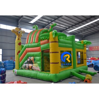 Parque de diversiones para niños juguete inflable animal paraíso casa de salto inflable con tobogan