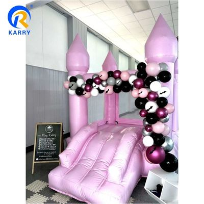 Género Unisexo Portátil de boda personalizada rosa Inflable castillo de rebote niño portero