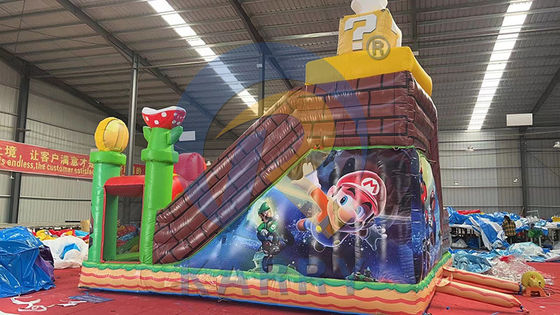 Deslizamiento de salto con kits de reparación PVC comercial inflables Parque de la ciudad divertido Mario