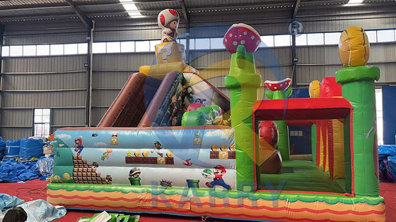 Deslizamiento de salto con kits de reparación PVC comercial inflables Parque de la ciudad divertido Mario