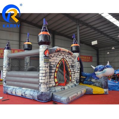 Unisex Custom Colorido PVC Inflatable Castillo Rebobinable con Deslizador Diseño de Dragón de Tosco Grande