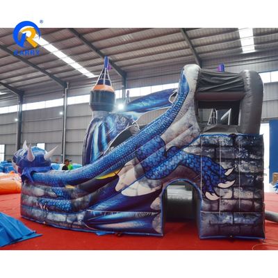 Unisex Custom Colorido PVC Inflatable Castillo Rebobinable con Deslizador Diseño de Dragón de Tosco Grande