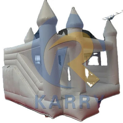 Jardín de juegos al aire libre inflable Casa de salto blanco con tobogán y castillo de salto