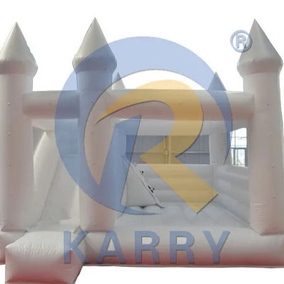 Jardín de juegos al aire libre inflable Casa de salto blanco con tobogán y castillo de salto