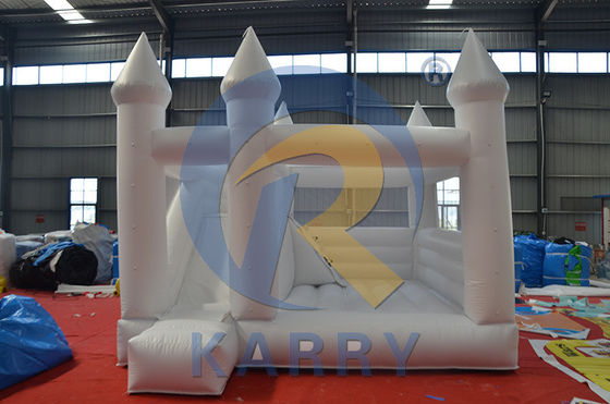 Jardín de juegos al aire libre inflable Casa de salto blanco con tobogán y castillo de salto