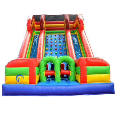 Acorde el peso real deslizamiento de agua inflable con piscina Combinado Obstáculo doble carril