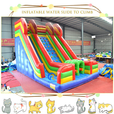 Acorde el peso real deslizamiento de agua inflable con piscina Combinado Obstáculo doble carril