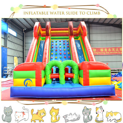 Acorde el peso real deslizamiento de agua inflable con piscina Combinado Obstáculo doble carril