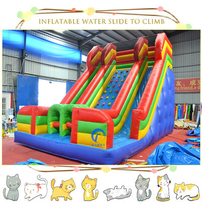 Acorde el peso real deslizamiento de agua inflable con piscina Combinado Obstáculo doble carril
