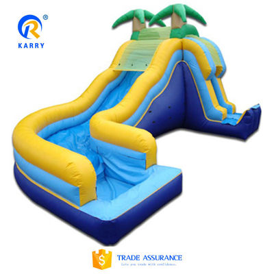 Acorde el peso real del tobogán de agua inflable comercial con piscina y diseño de árboles de palma