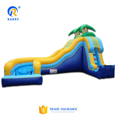 Acorde el peso real del tobogán de agua inflable comercial con piscina y diseño de árboles de palma