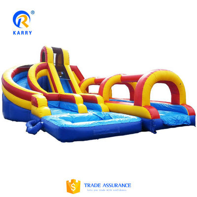 Acorde el peso real del tobogán de agua inflable comercial con piscina y diseño de árboles de palma