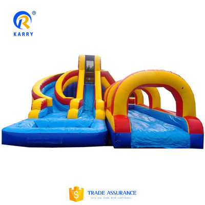Acorde el peso real del tobogán de agua inflable comercial con piscina y diseño de árboles de palma