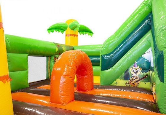 Juego de juguete interactivo para niños estilo hawaiano Palma salto de casa con tobogán acuático