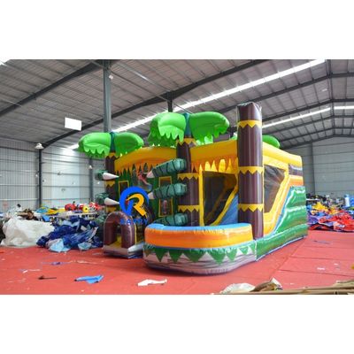 Aventura al aire libre para niños Golpeador inflable tobogán acuático con casa de rebote de dinosaurio