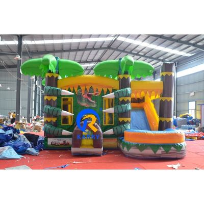 Aventura al aire libre para niños Golpeador inflable tobogán acuático con casa de rebote de dinosaurio