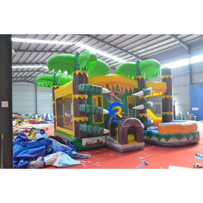 Aventura al aire libre para niños Golpeador inflable tobogán acuático con casa de rebote de dinosaurio