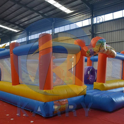 Combo de toboganes de PVC portátil con curso de obstáculos y pared de escalada inflable