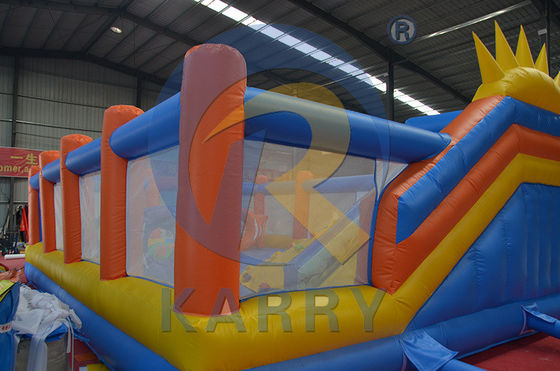 Combo de toboganes de PVC portátil con curso de obstáculos y pared de escalada inflable