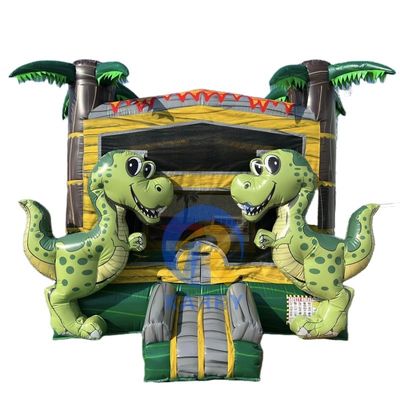 Tropical Dinosaur Commercial Inflatable Castle Party Alquiler con logotipo personalizado impreso