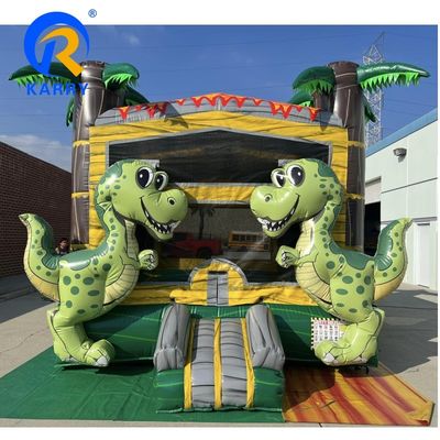 Tropical Dinosaur Commercial Inflatable Castle Party Alquiler con logotipo personalizado impreso