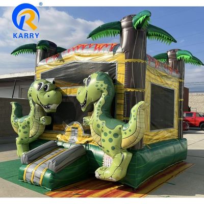 Tropical Dinosaur Commercial Inflatable Castle Party Alquiler con logotipo personalizado impreso