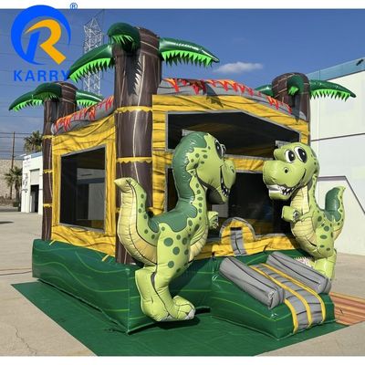 Tropical Dinosaur Commercial Inflatable Castle Party Alquiler con logotipo personalizado impreso