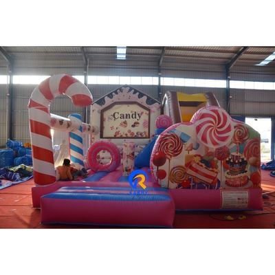 Jardín de juegos para niños inflables de PVC Casa de dulces Casa de rebote Combo tobogán acuático